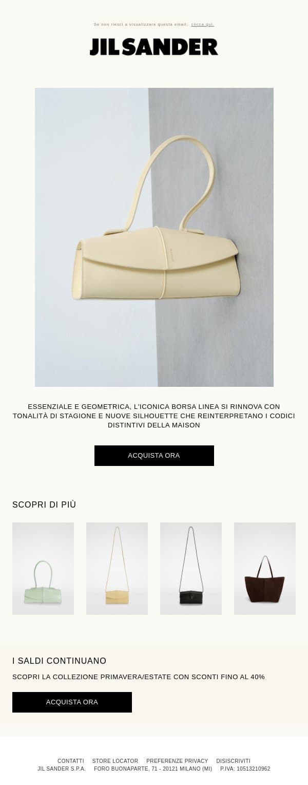 Linea email from Jil Sander screenshot