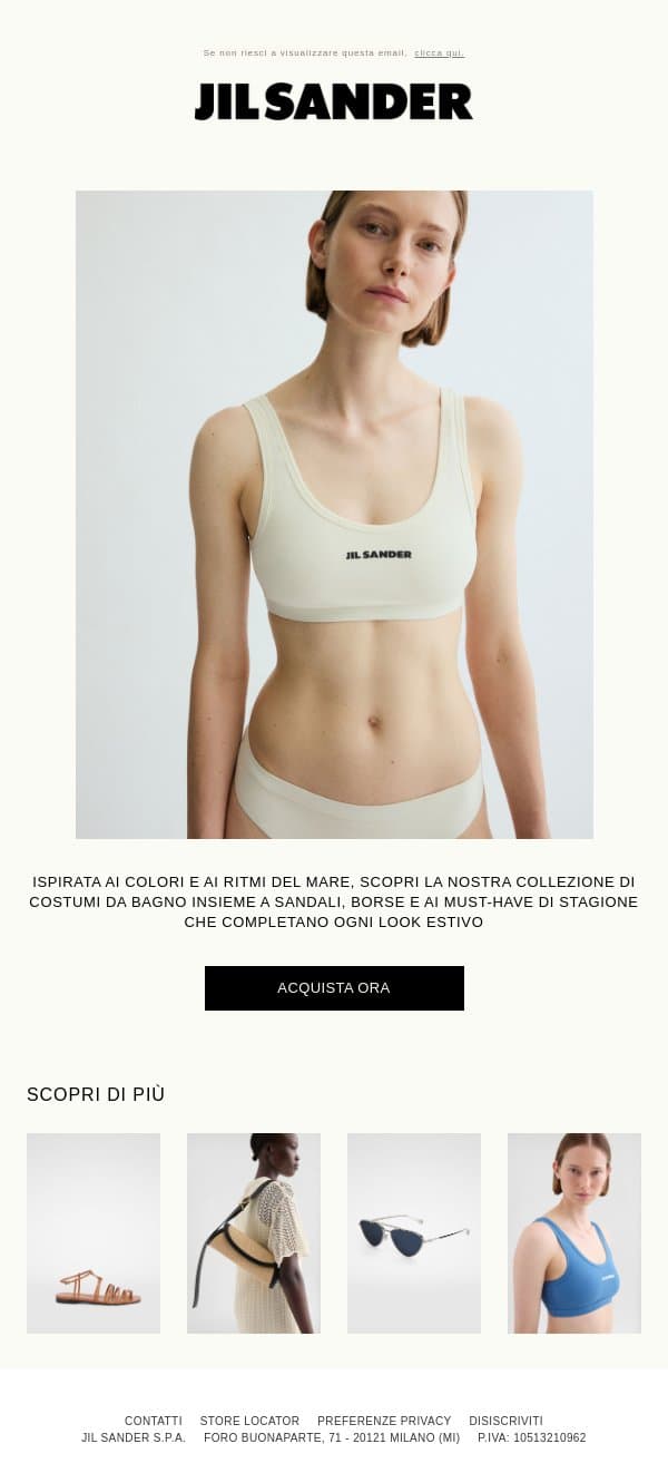Summer waves email from Jil Sander screenshot