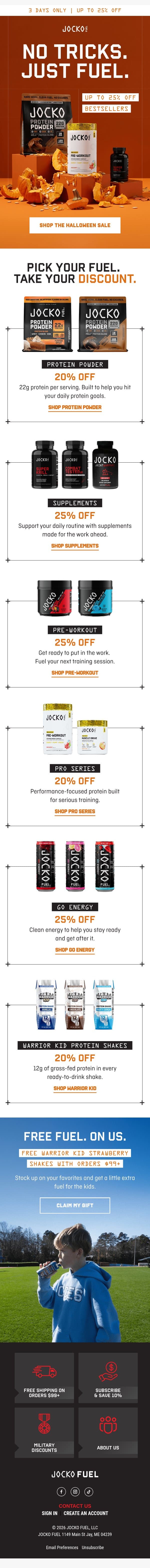 HALLOWEEN SALE: Up to 25% OFF π email from Jocko Fuel screenshot