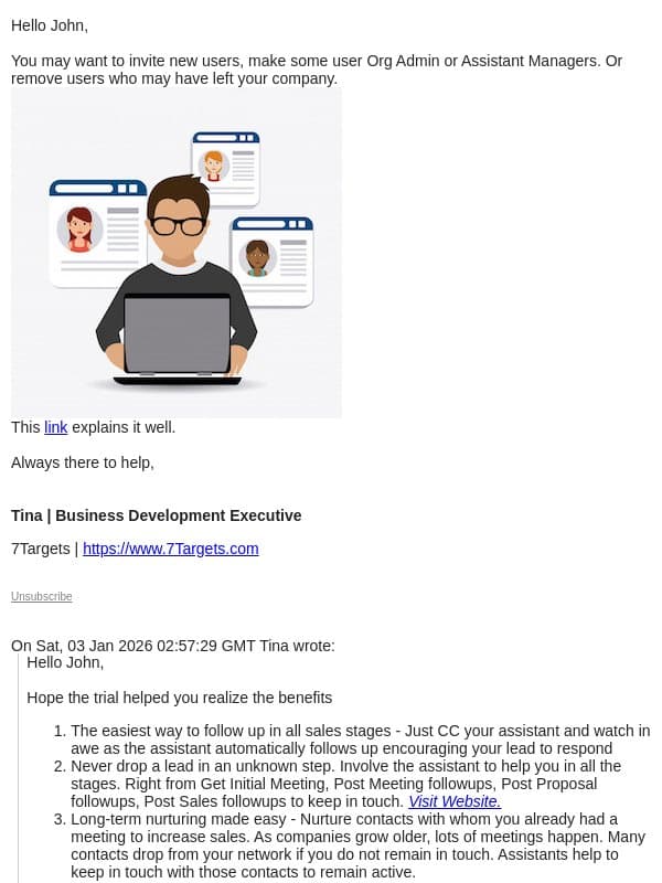 7Targets, how to invite and manage users? email from "john" <7targets-ai