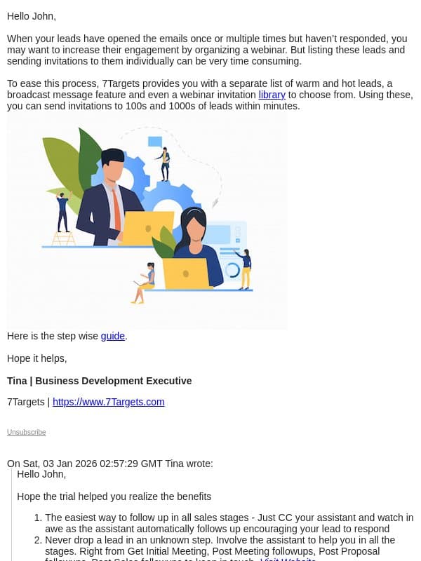 7Targets, how to send webinar invitations? email from "john" <7targets-ai