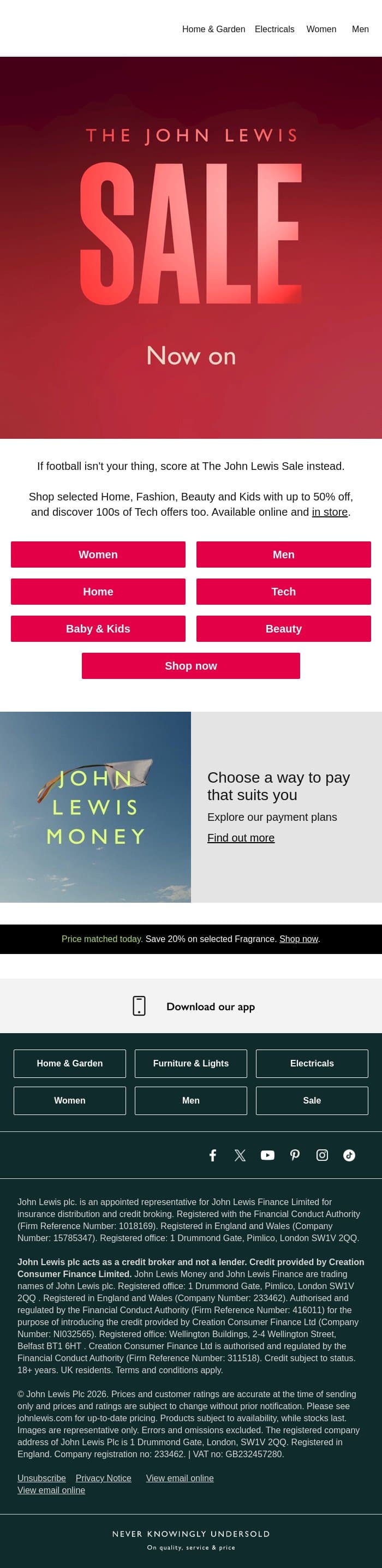 The John Lewis Summer Sale starts today email from John Lewis screenshot