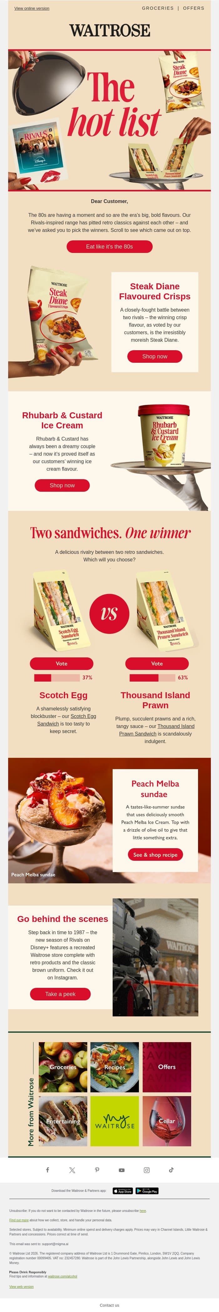 Retro flavours reimagined – nostalgia never tasted so good 🔥 email from John Lewis screenshot