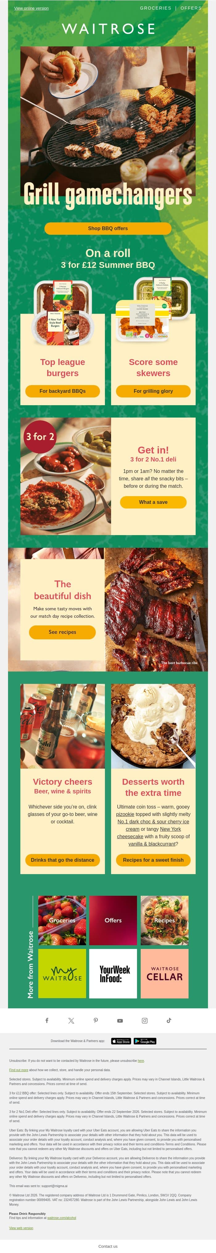Feast like a champion with BBQ offers & American recipes π₯ π email from John Lewis screenshot