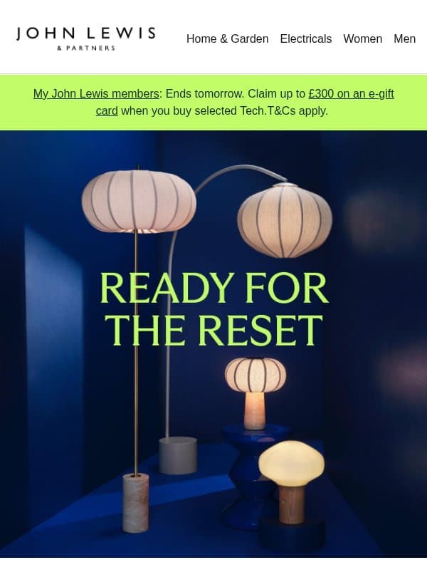 Time to unwind as the clocks go back email from John Lewis