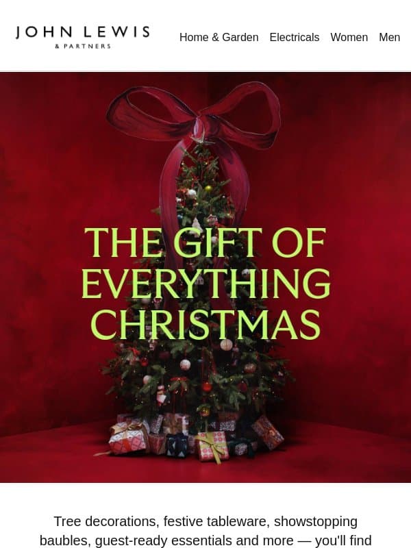 The Christmas Shop is open email from John Lewis