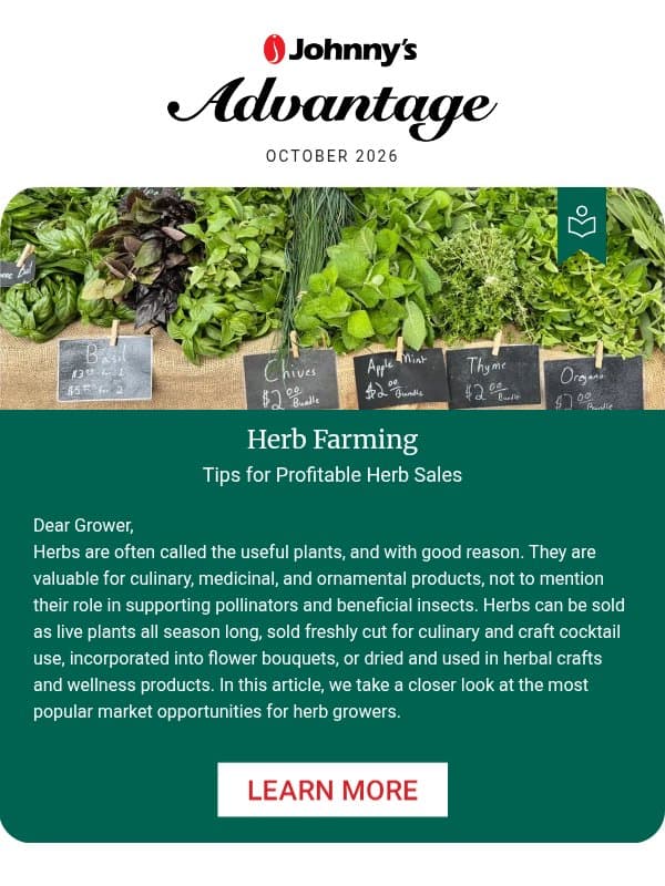 Herb Production & Herb Farming | Johnny’s Advantage email from Johnny's Selected Seeds