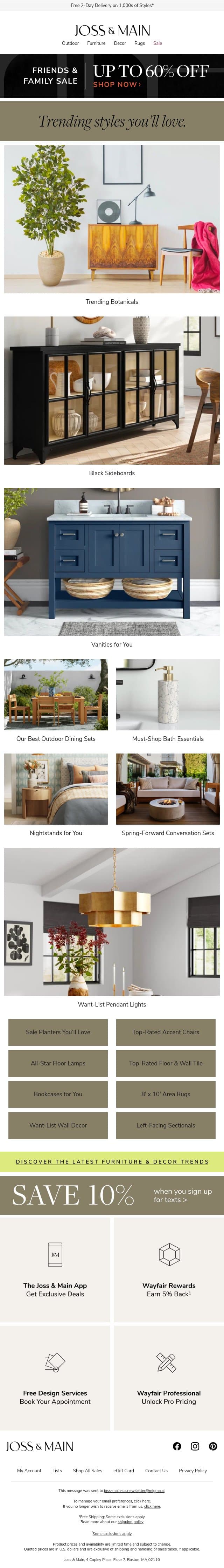You found them: botanicals everyone wants email from Joss & Main screenshot