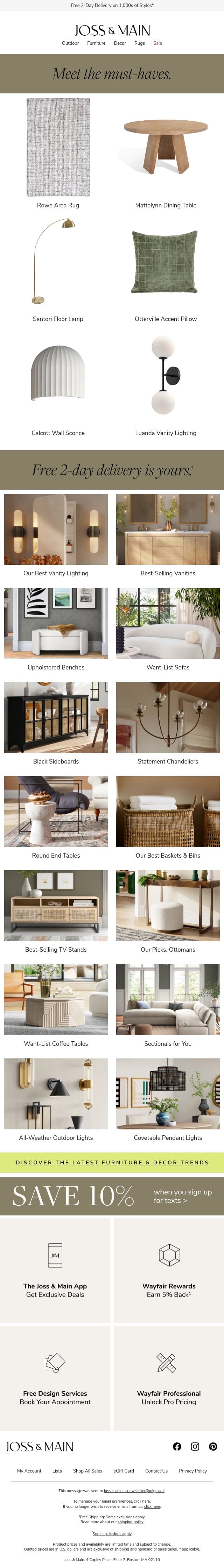 Voted most likely to sell out – the Rowe Area Rug email from Joss & Main screenshot