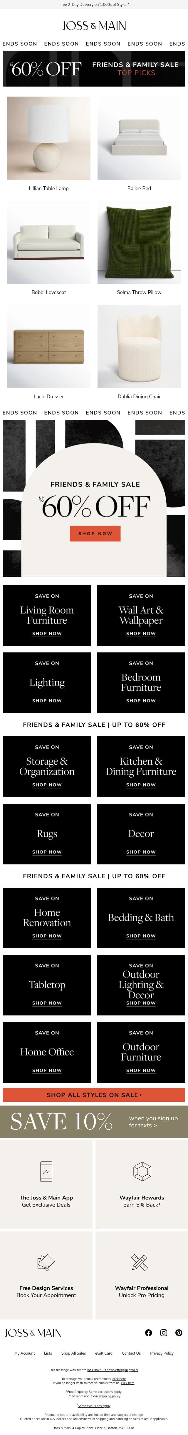 Get your new Lillian Table Lamp for less ⋒ TODAY ONLY email from Joss & Main screenshot