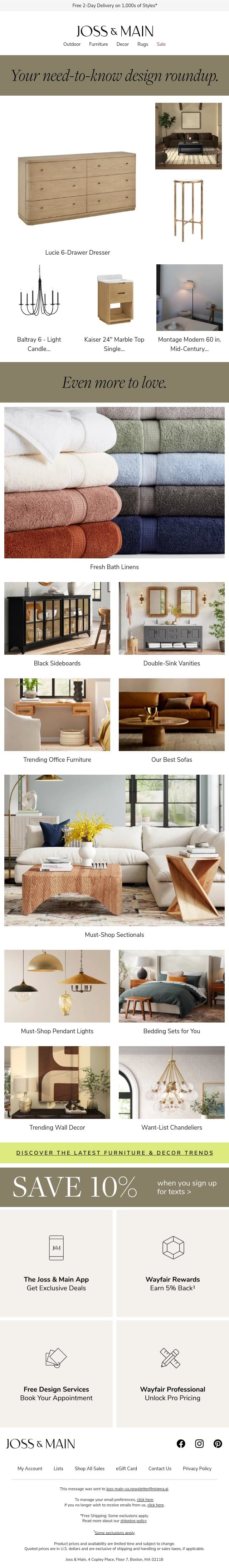 Add this to your curated mix → the Lucie Dresser & Chest email from Joss & Main screenshot