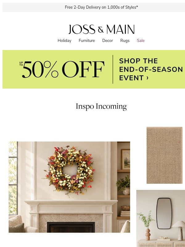 ᨓ Wreath ᨓ 10/10 would recommend email from Joss & Main
