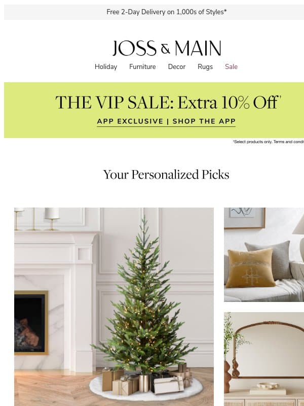 Your next *it* piece? This christmas trees email from Joss & Main