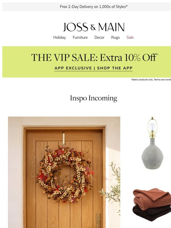 You found it first – this wreaths email from Joss & Main
