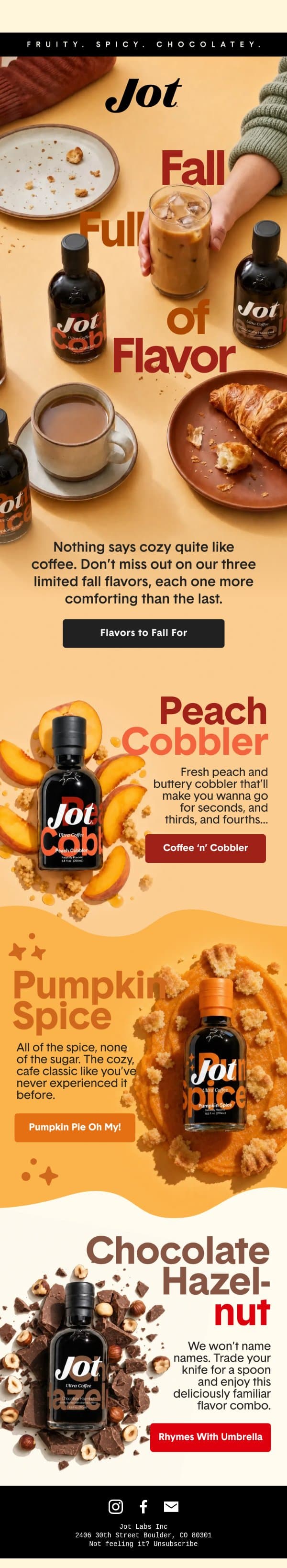 All the fall things email from Jot screenshot