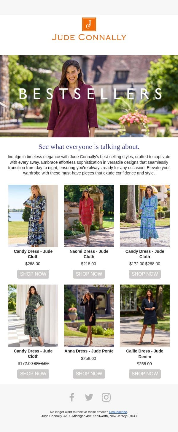 Check out our best-sellers. email from Jude Connally screenshot