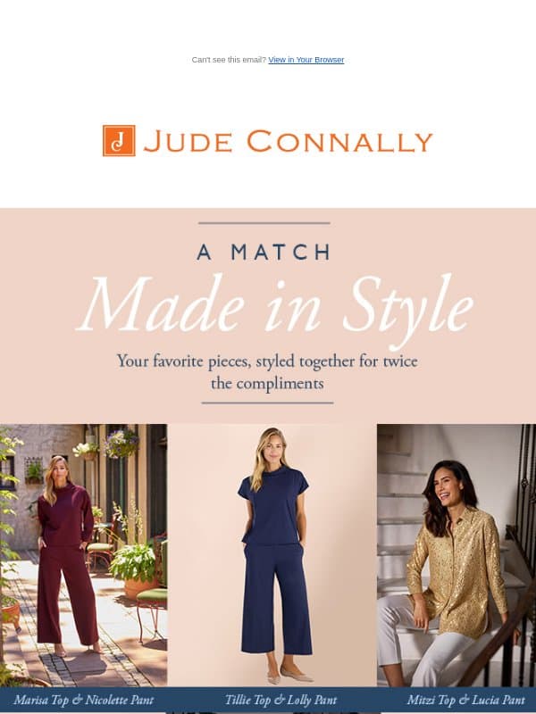 These Outfits Are Having a Moment email from Jude Connally