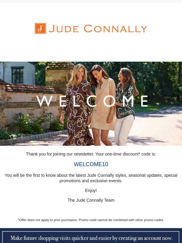Thanks for signing up! email from Jude Connally