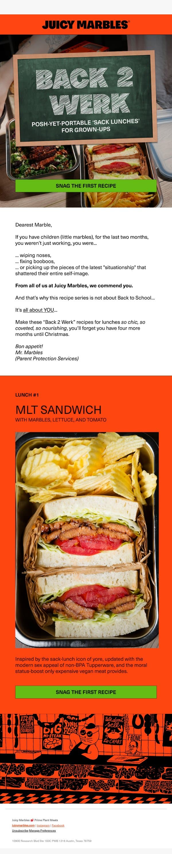 NEW Series | Fancy “Sack Lunches” for Grown Ups email from Juicy Marbles screenshot