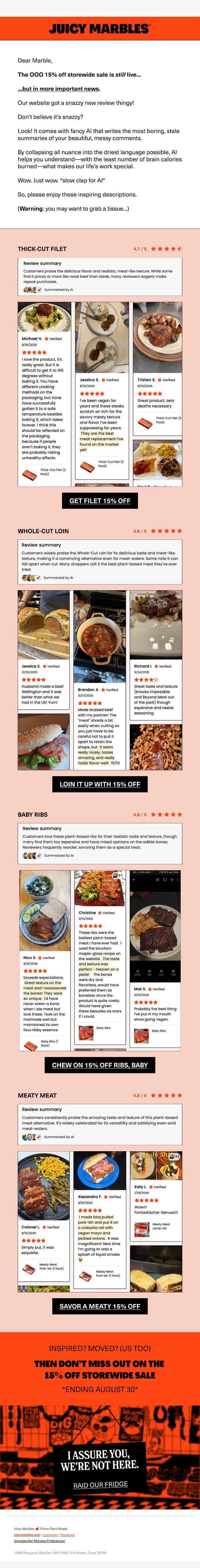 π¨βπ» Could a human do...THIS?! email from Juicy Marbles screenshot