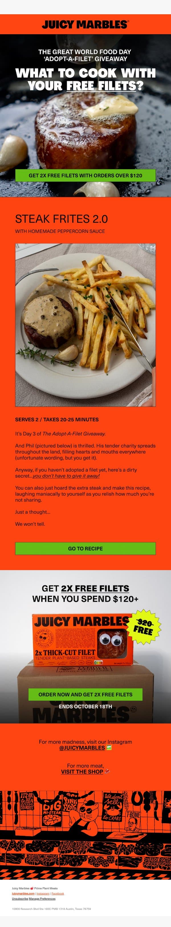 Feeling un-charitable? No judgement... email from Juicy Marbles screenshot