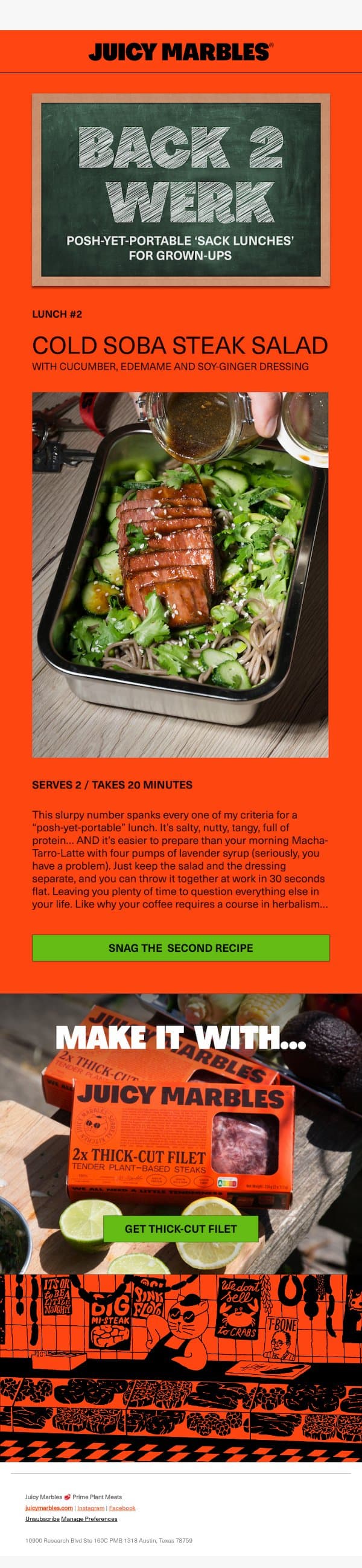 π This Soba Salad spanks in all the right ways... email from Juicy Marbles screenshot