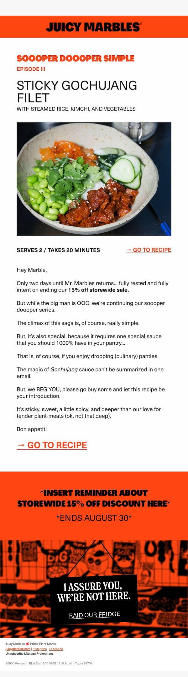 🥢 A soooper special sauce you need to try now email from Juicy Marbles screenshot