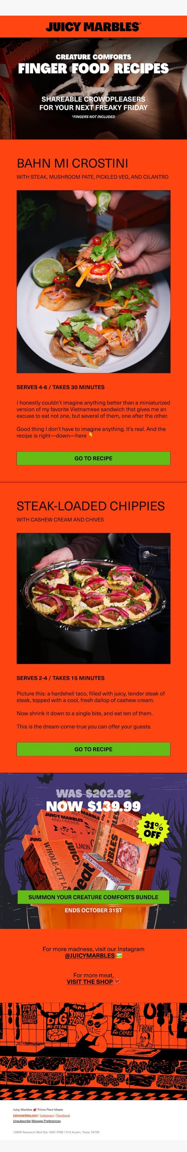 TWO recipes to win hearts (and envy) email from Juicy Marbles screenshot