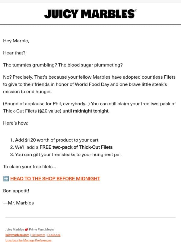 Hear that? Didn’t think so... email from Juicy Marbles
