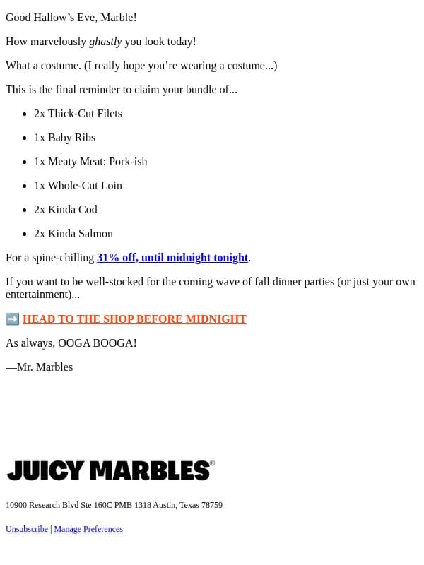 Your 31% off bundle... in a few hours email from Juicy Marbles