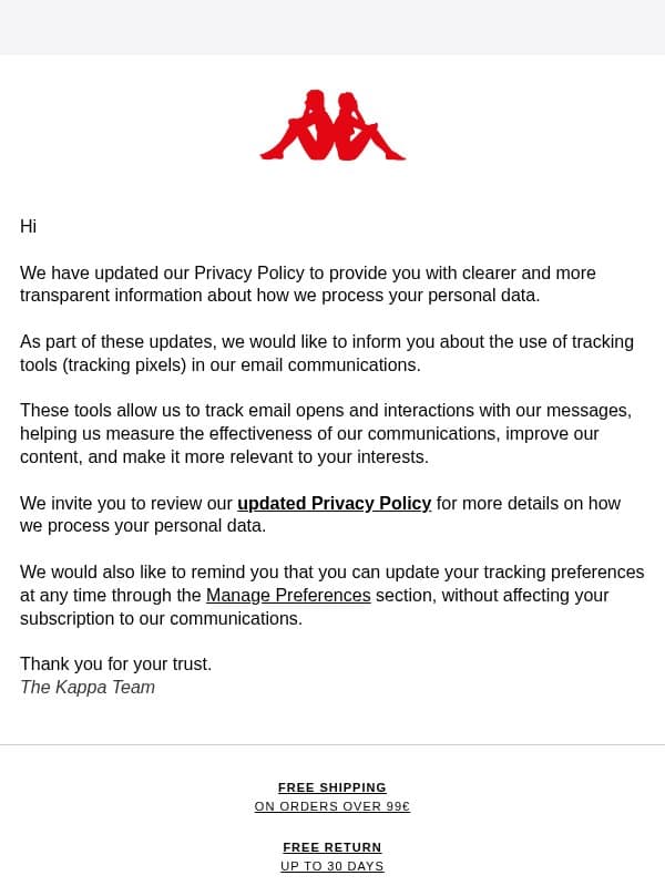 We've updated our Privacy Policy email from Kappa
