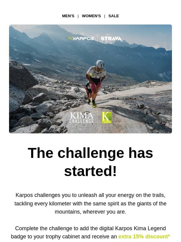 The Karpos Kima Challenge starts today! email from Karpos