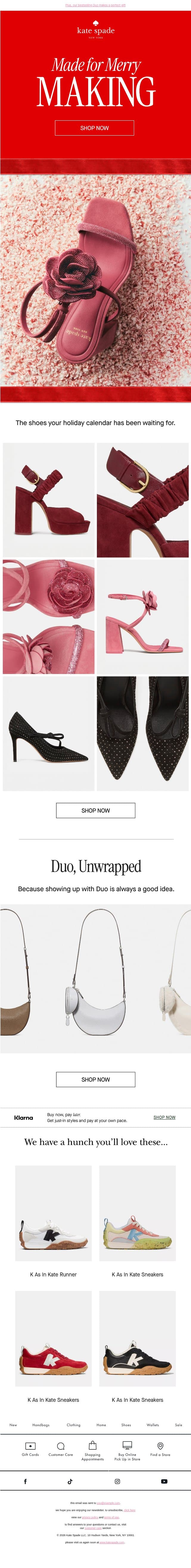 Make every entrance count đź‘ email from Kate Spade screenshot