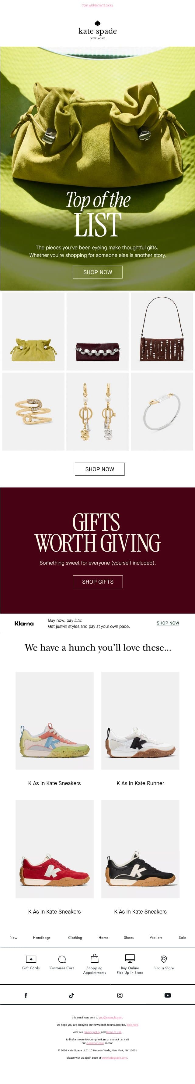 For them. For you. For whoever email from Kate Spade screenshot