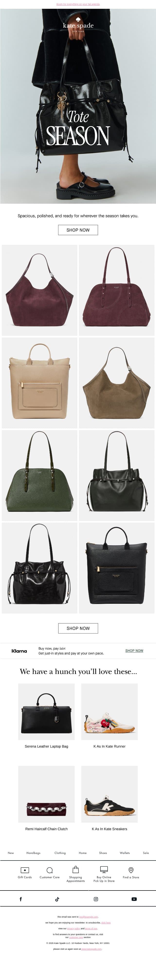 Your next everyday tote email from Kate Spade screenshot