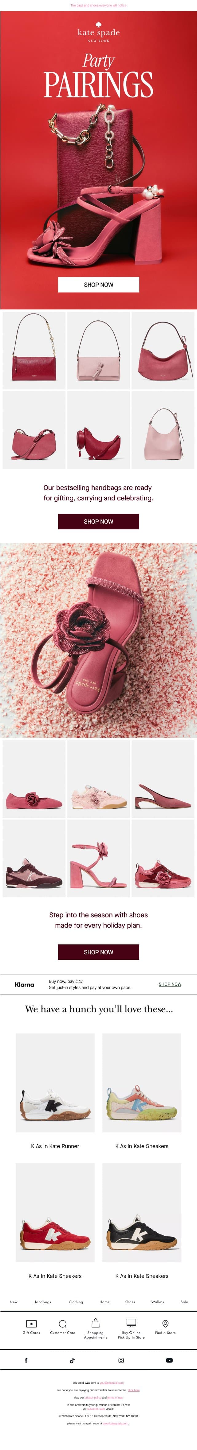 Your holiday outfit starts here ✨ email from Kate Spade screenshot