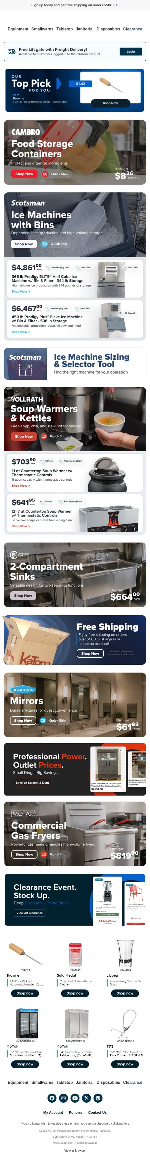 π΄ Ready. Set. Upgrade. π email from KaTom Restaurant Supply screenshot