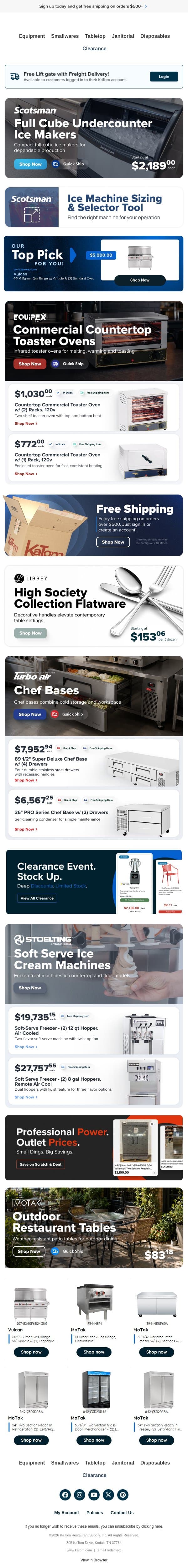 ⚡ Performance you can count on email from KaTom Restaurant Supply screenshot