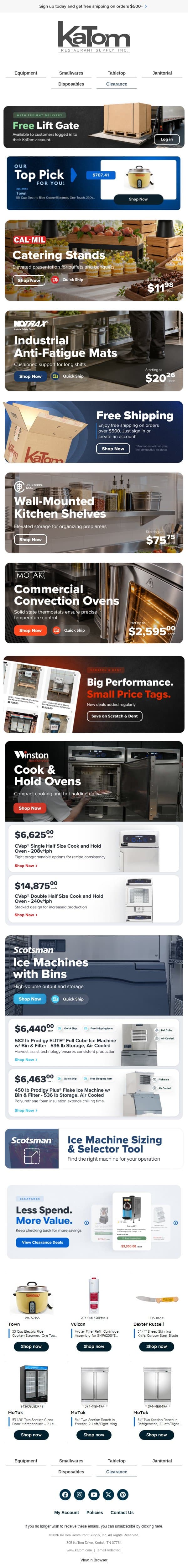💥 Bring more to the table email from KaTom Restaurant Supply screenshot