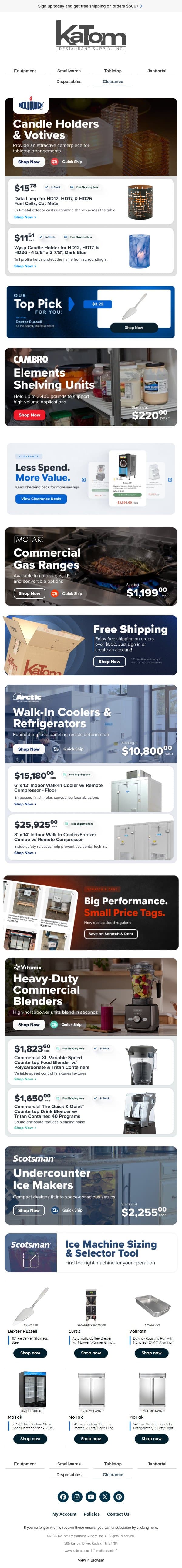 🍴 More for your kitchen email from KaTom Restaurant Supply screenshot