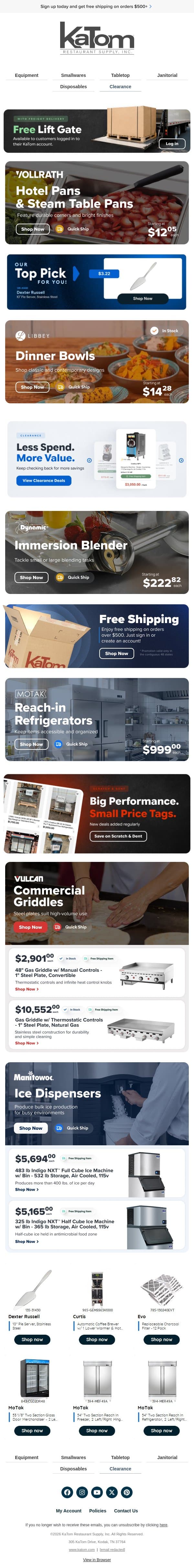 🔥 KaTom Insider, let’s talk gear email from KaTom Restaurant Supply screenshot