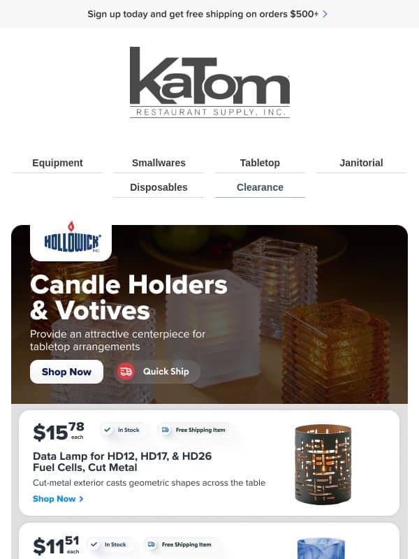 🍴 More for your kitchen email from KaTom Restaurant Supply