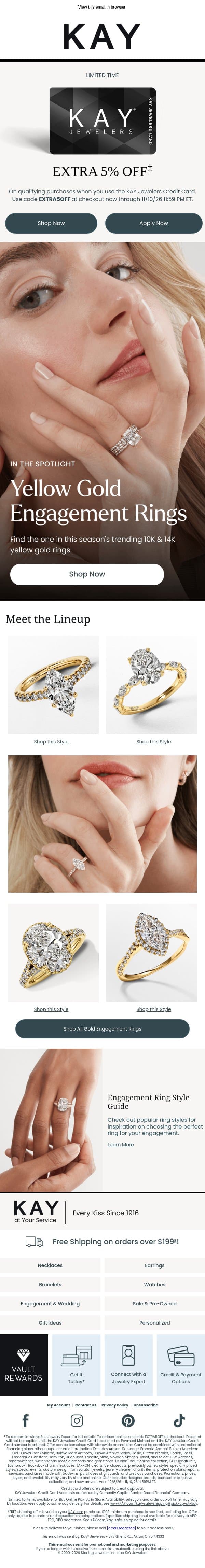 Trending Now: Yellow Gold Engagement Rings π email from Kay Jewelers screenshot