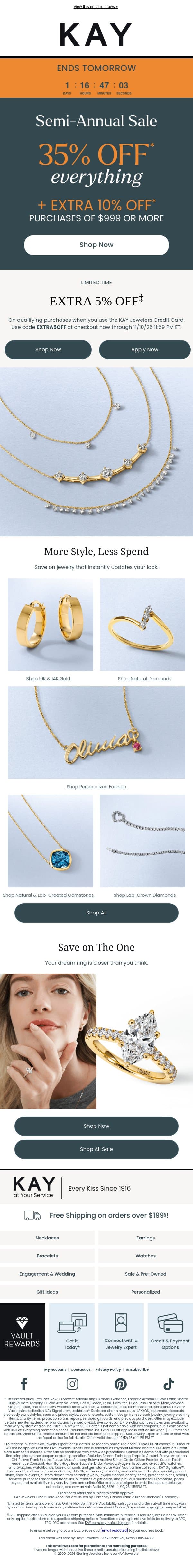You’re Going to Want to See This 💖 Open NOW for Semi-Annual SALE email from Kay Jewelers screenshot