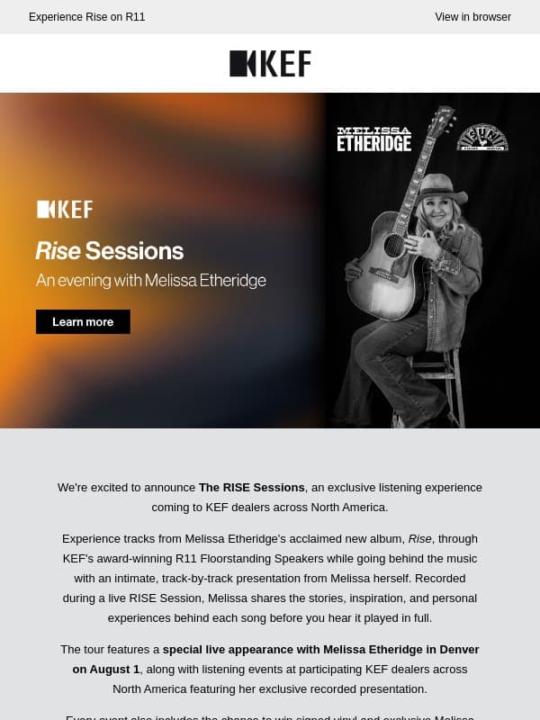 Go Behind the Music with Melissa Etheridge email from KEF
