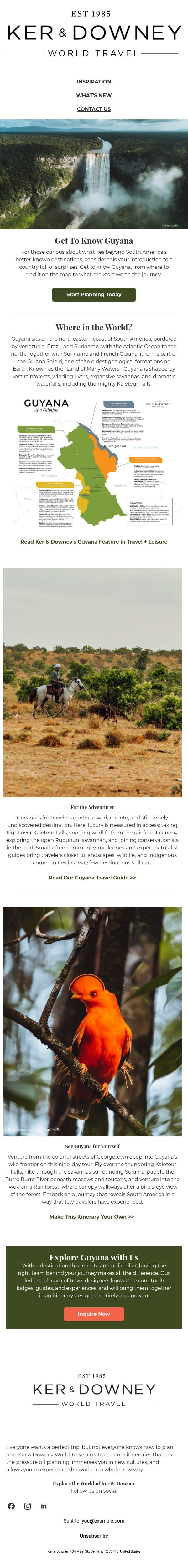 Get To Know Guyana email from Ker & Downey screenshot