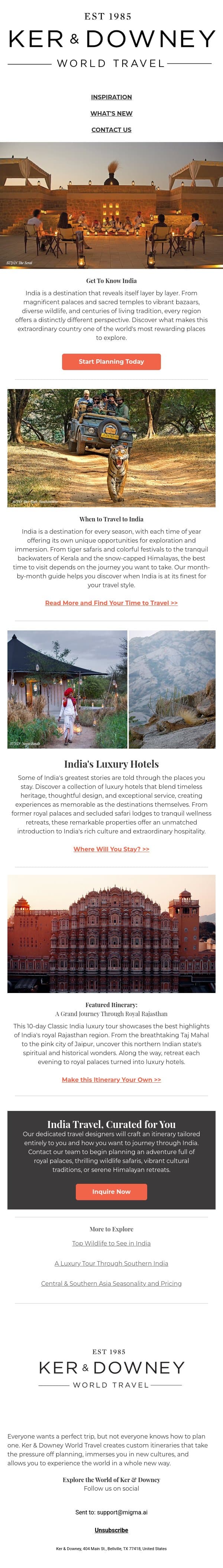 Get to Know India email from Ker & Downey screenshot