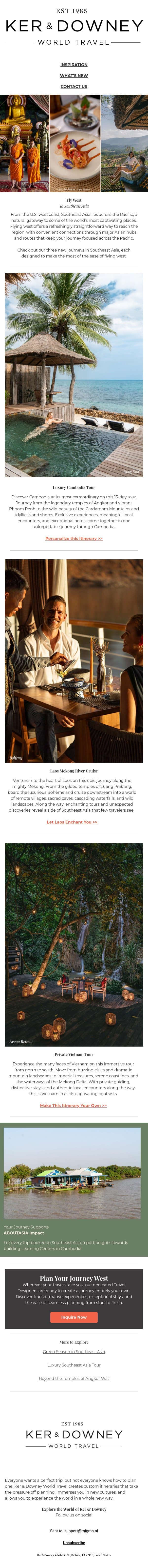 Fly West email from Ker & Downey screenshot