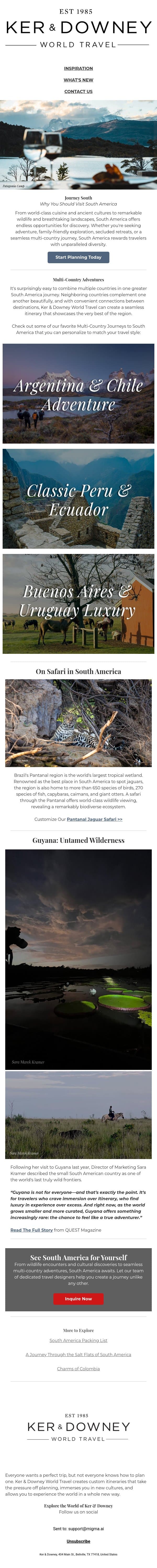 Journey South email from Ker & Downey screenshot