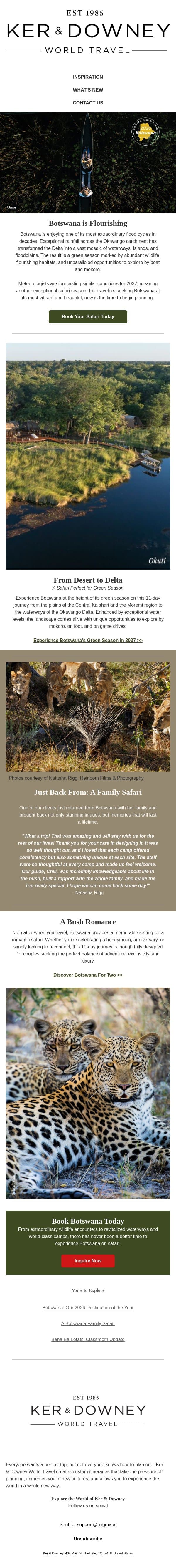 Botswana is Flourishing email from Ker & Downey screenshot